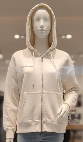 Sweat à Capuche Zippé blanc AMISU - Style Oversize Décontracté